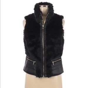 CI SONO LEATHER FAUX FUR VEST